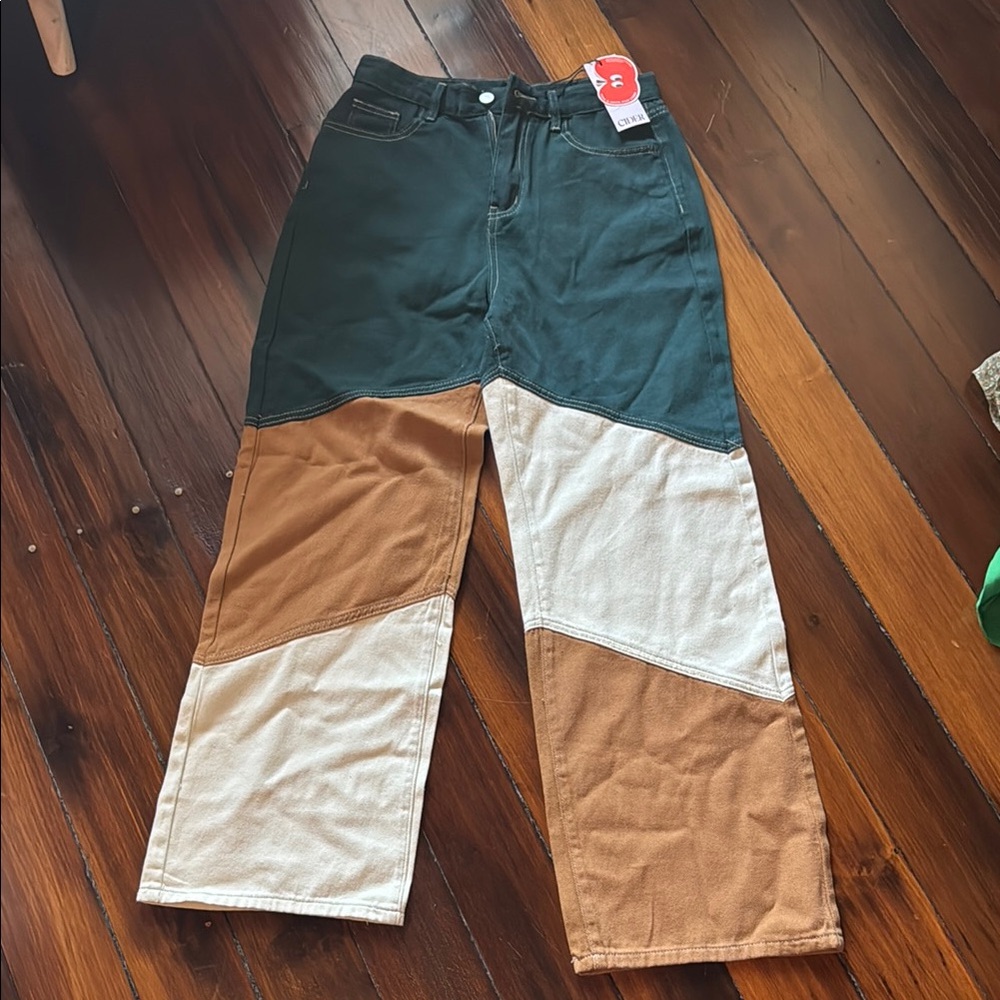 Cider Men's Tri-Tone Chinos - Green, Cream, and Brown
